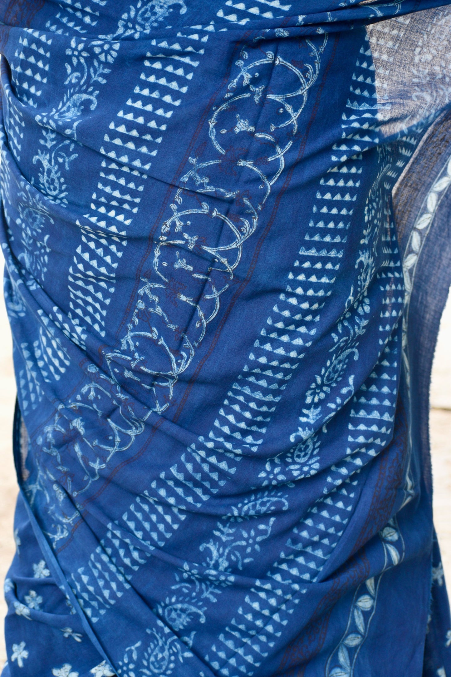 Blue dabu mul saree
