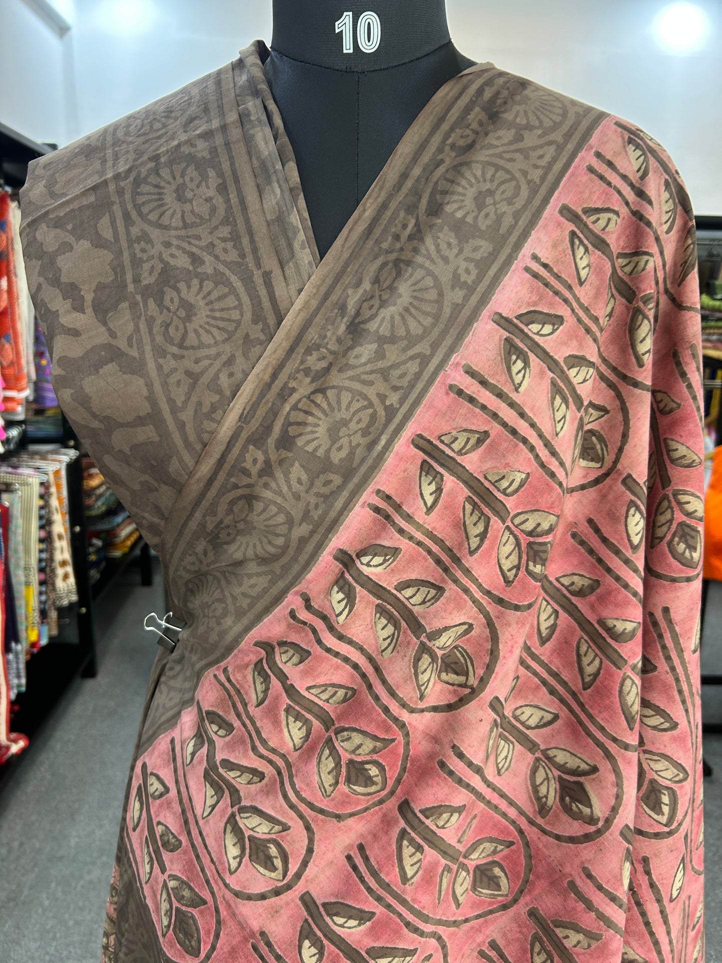 PINK AJRAKH MUL SAREE