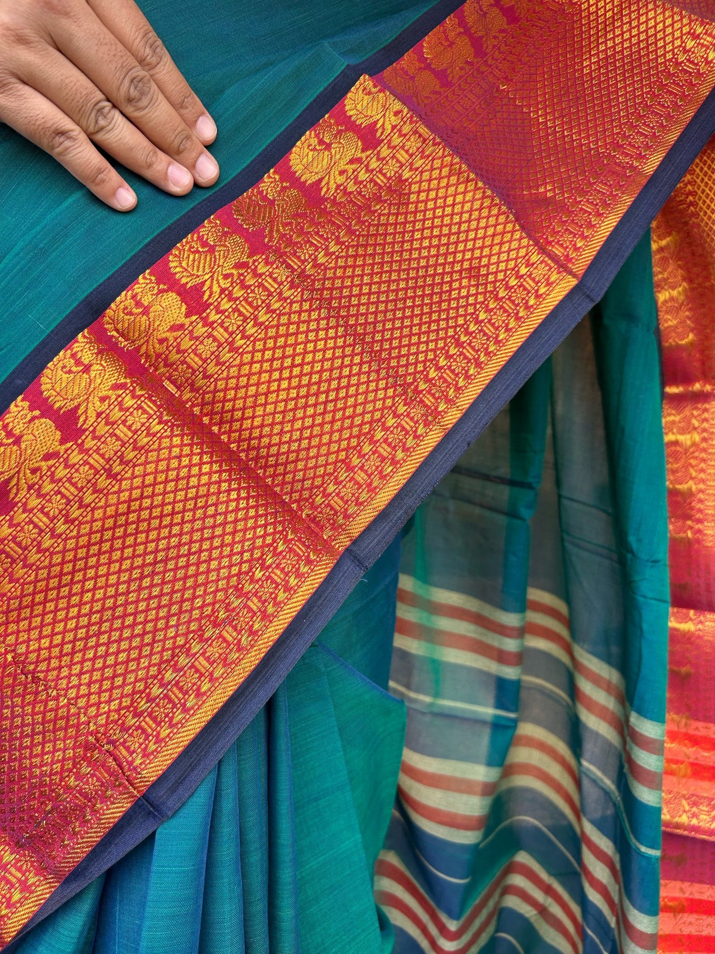 Green Narayanpet saree.