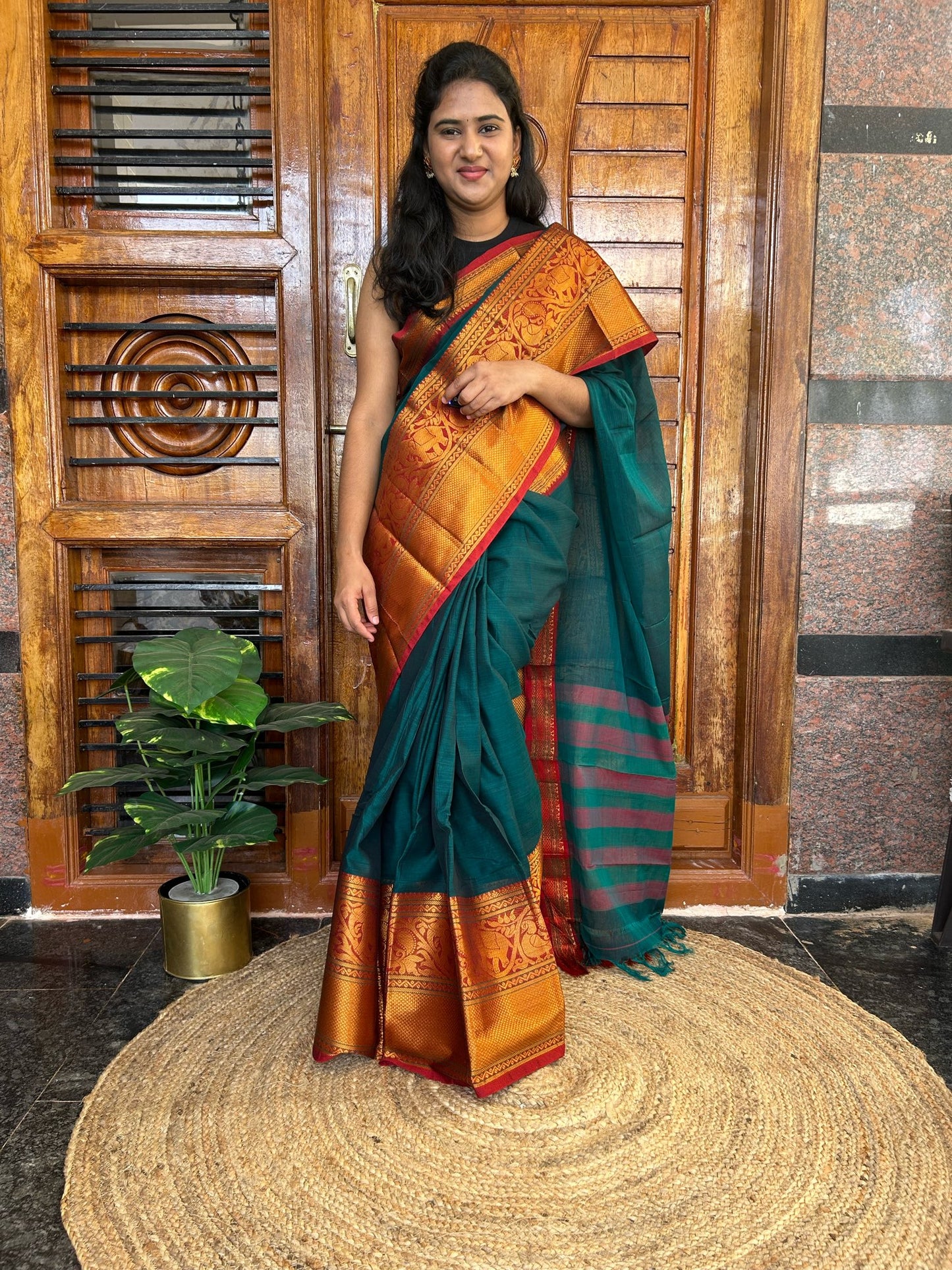 Green Narayanpet saree.