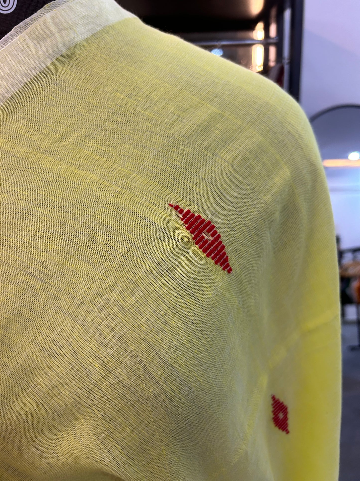 YELLOW MUL JAMDANI SAREE