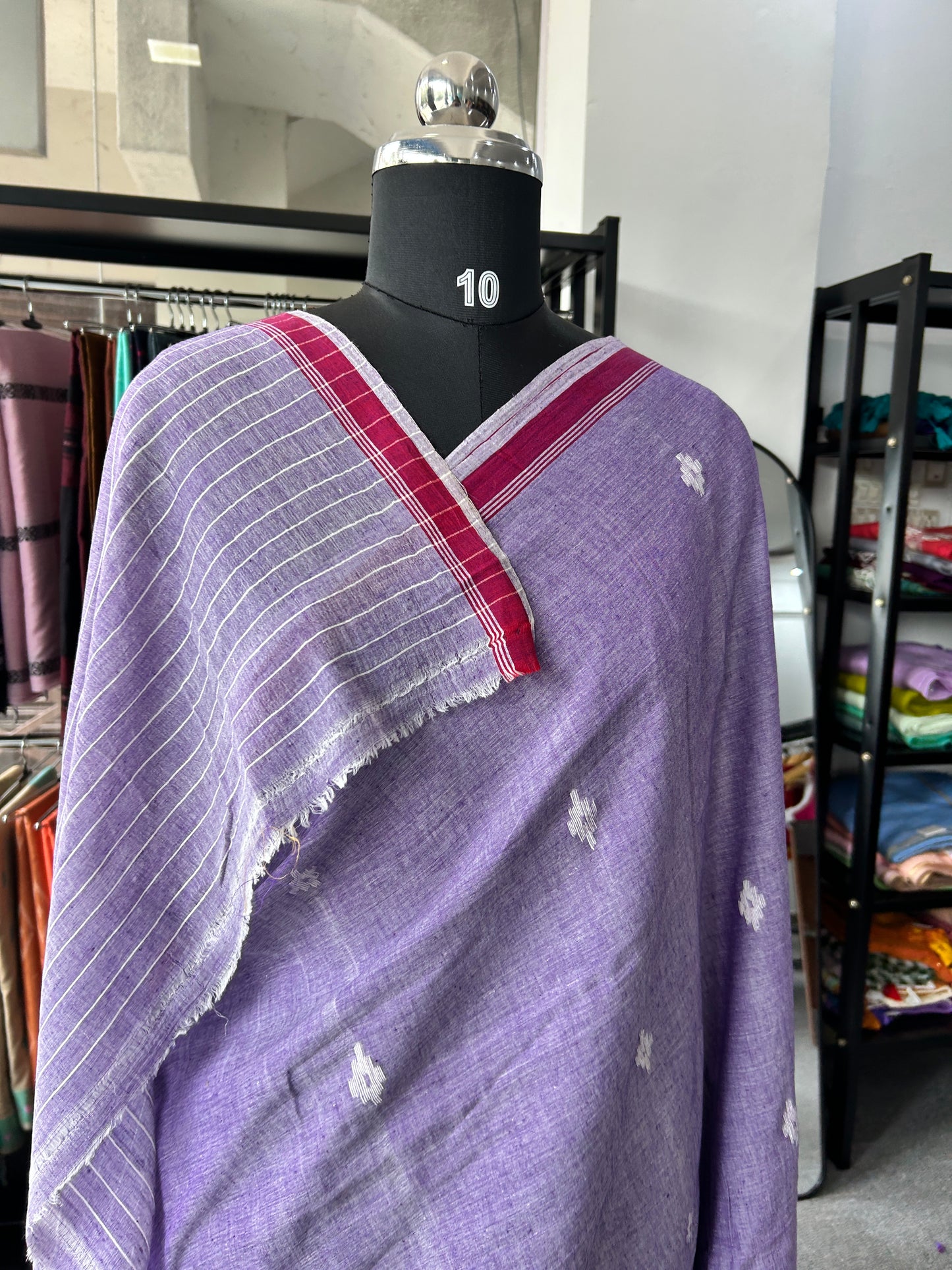 LAVENDER KHADI JAMDANI SAREE