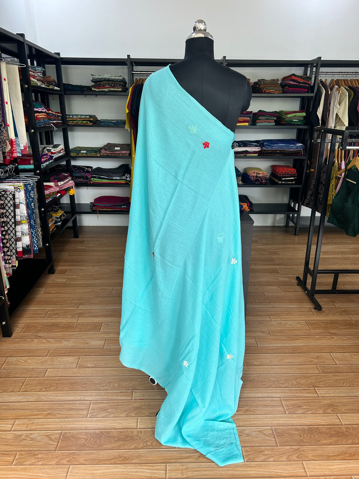 BLUE KATHA MUL SAREE