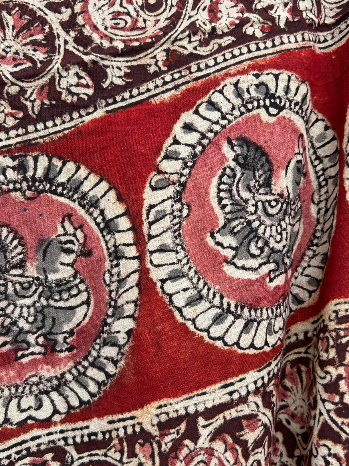 Brown kalamkari mul saree