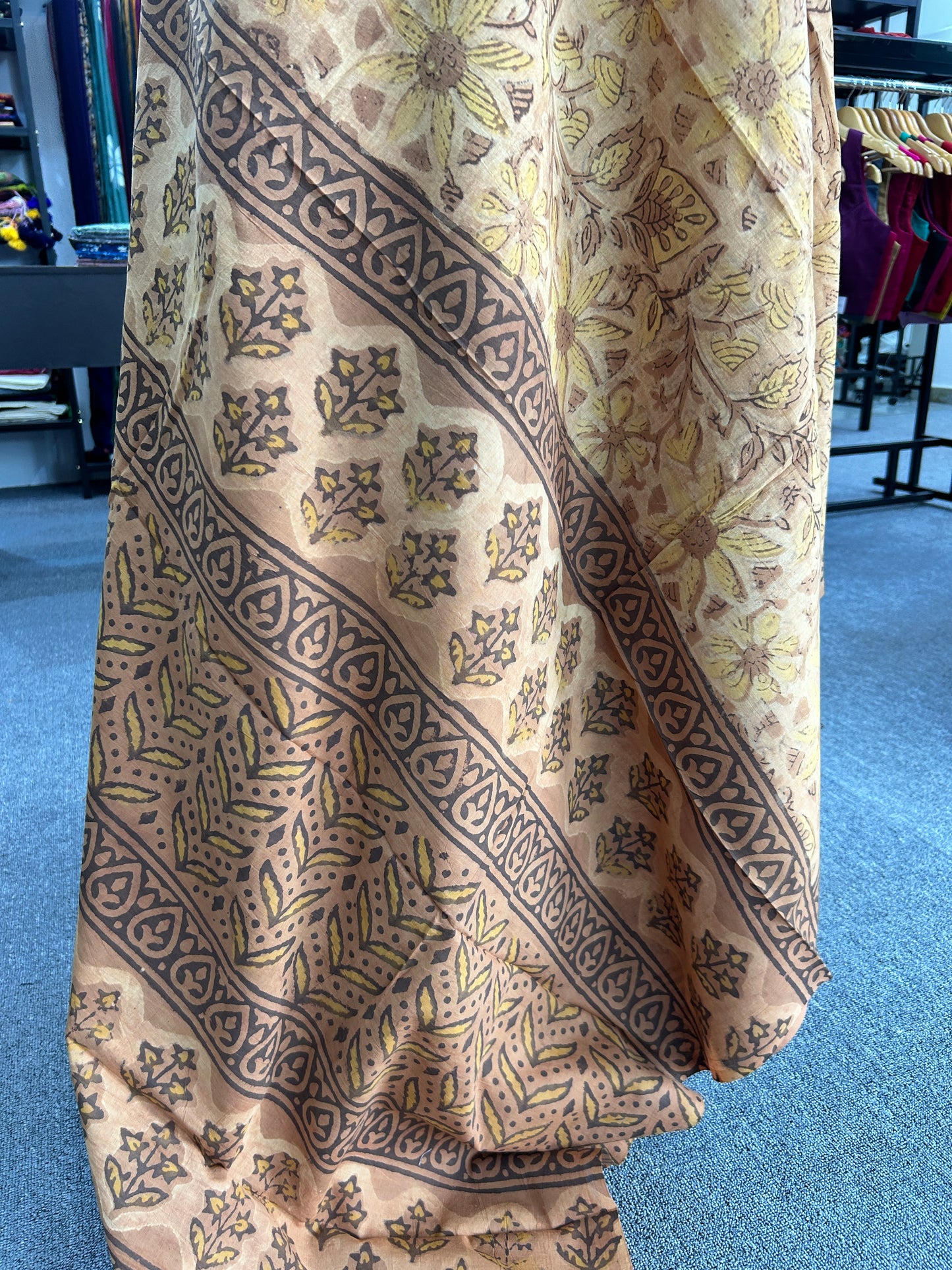 YELLOW AJRAKH MUL SAREE