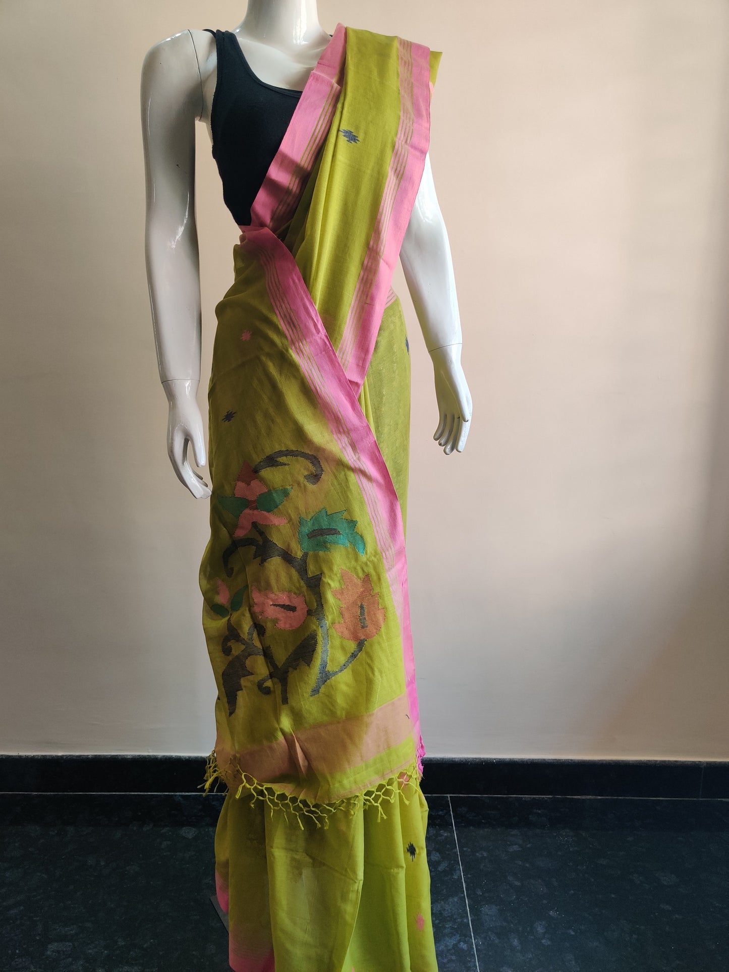 GREEN FLORAL JAMDANI