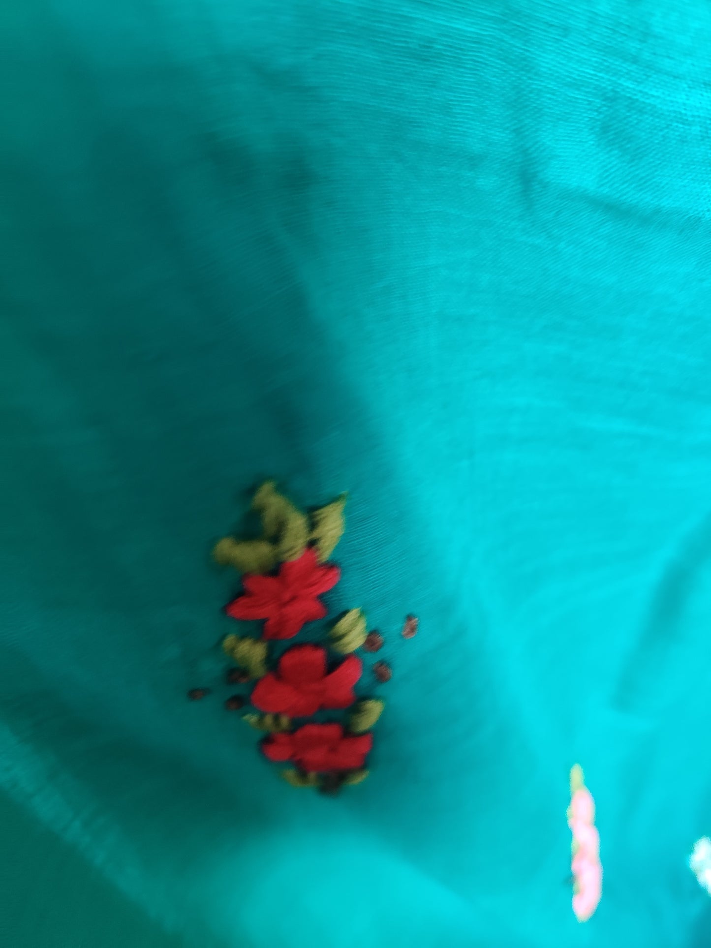 GREEN HAND EMBROIDERED MUL SAREE