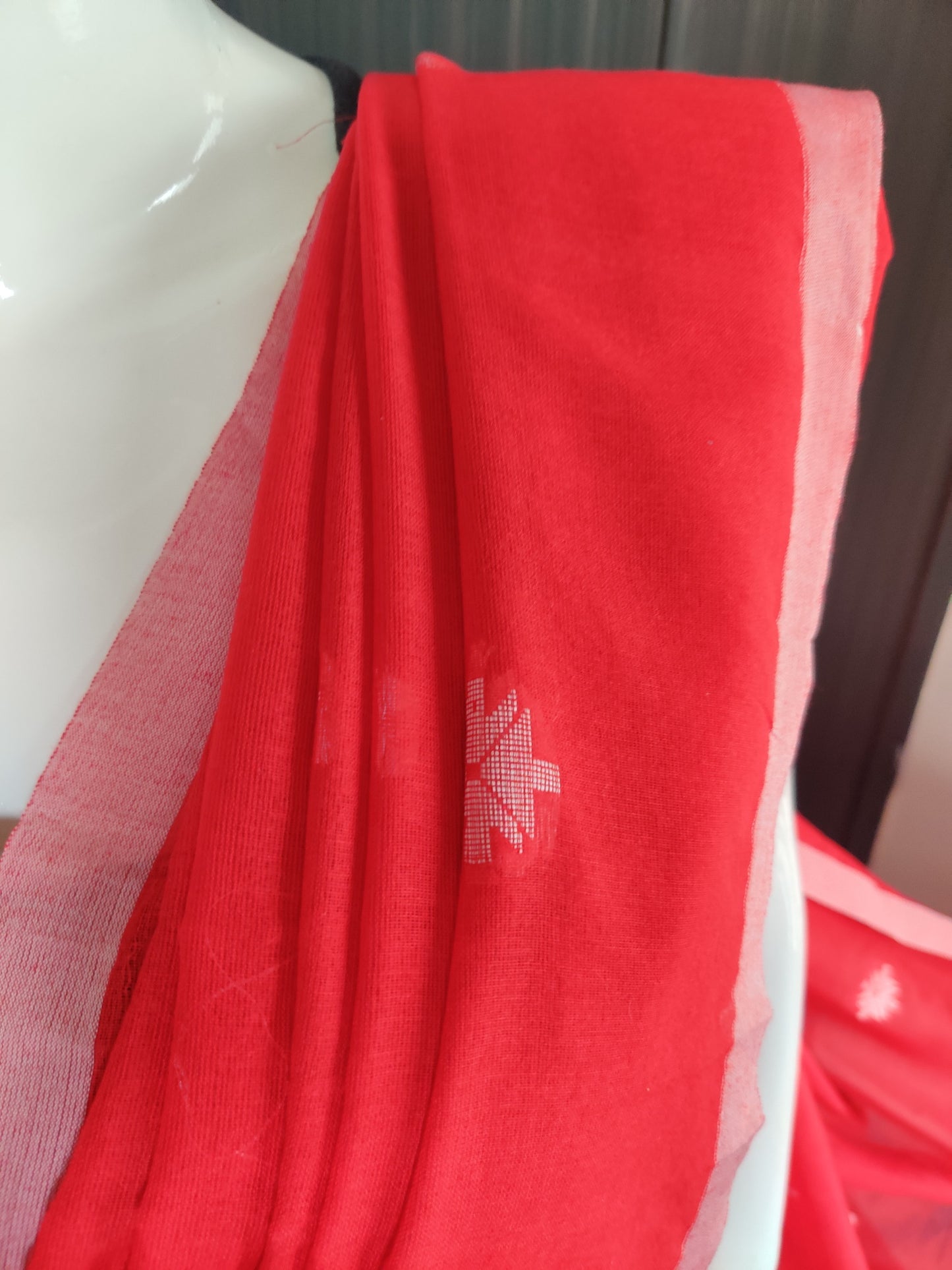 RED SLUB COTTON SAREE