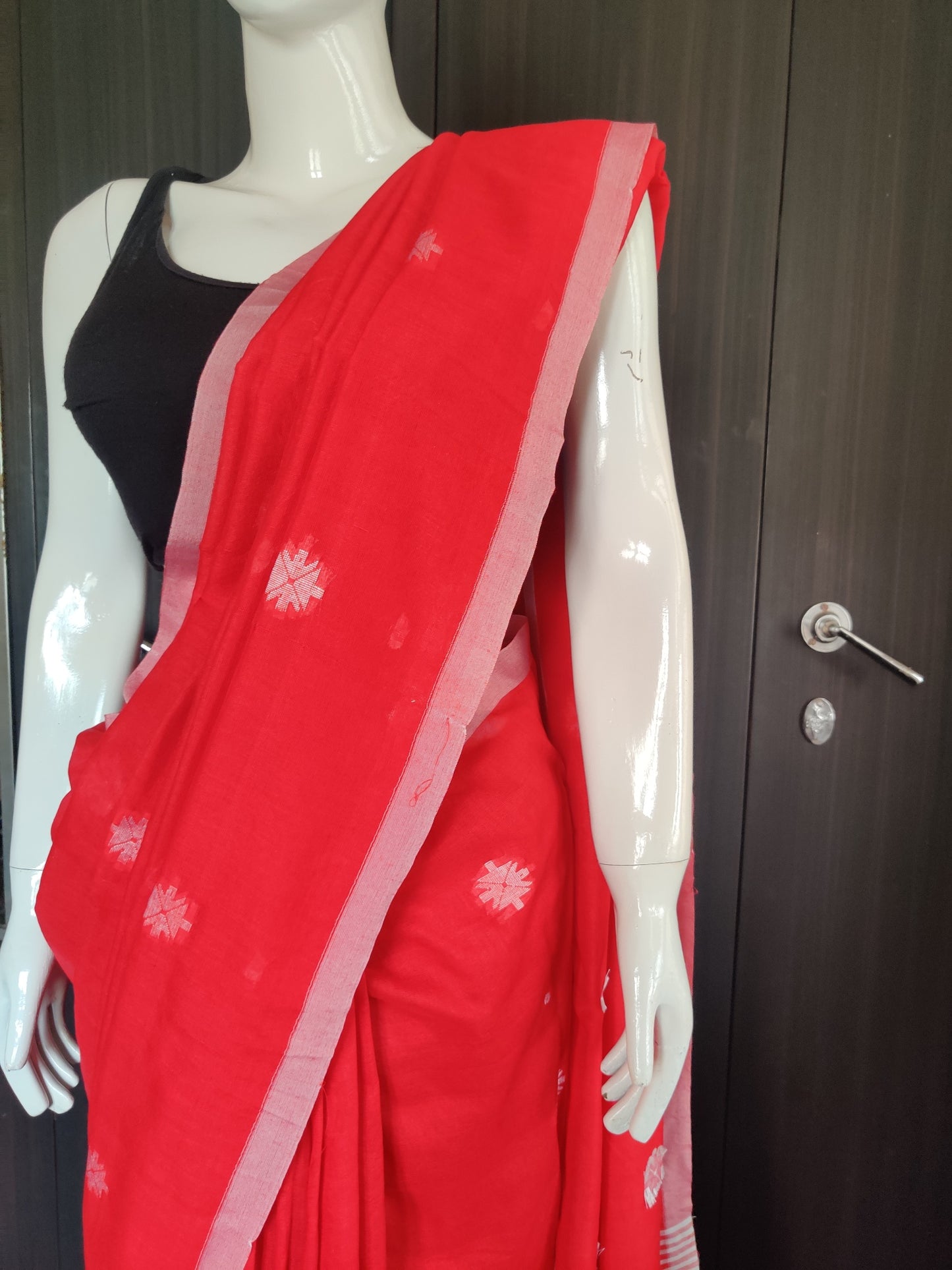 RED SLUB COTTON SAREE