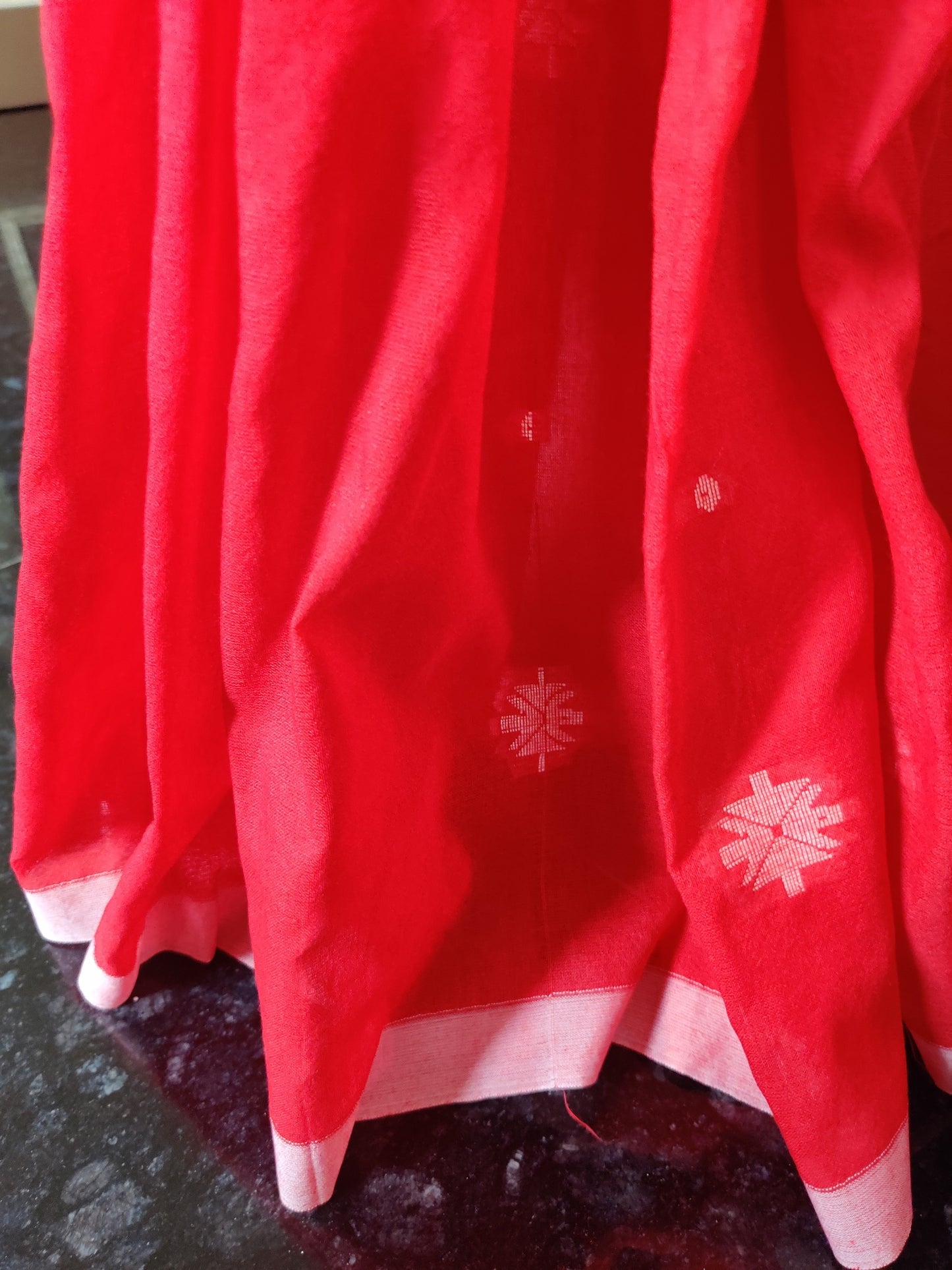 RED SLUB COTTON SAREE