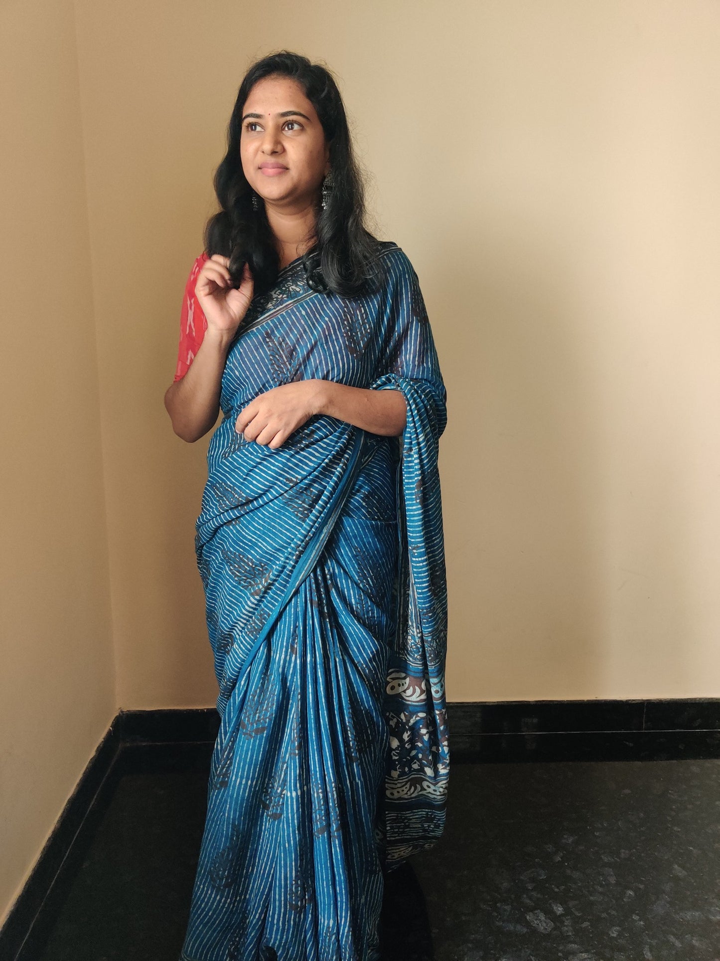 blue mulmul cotton saree