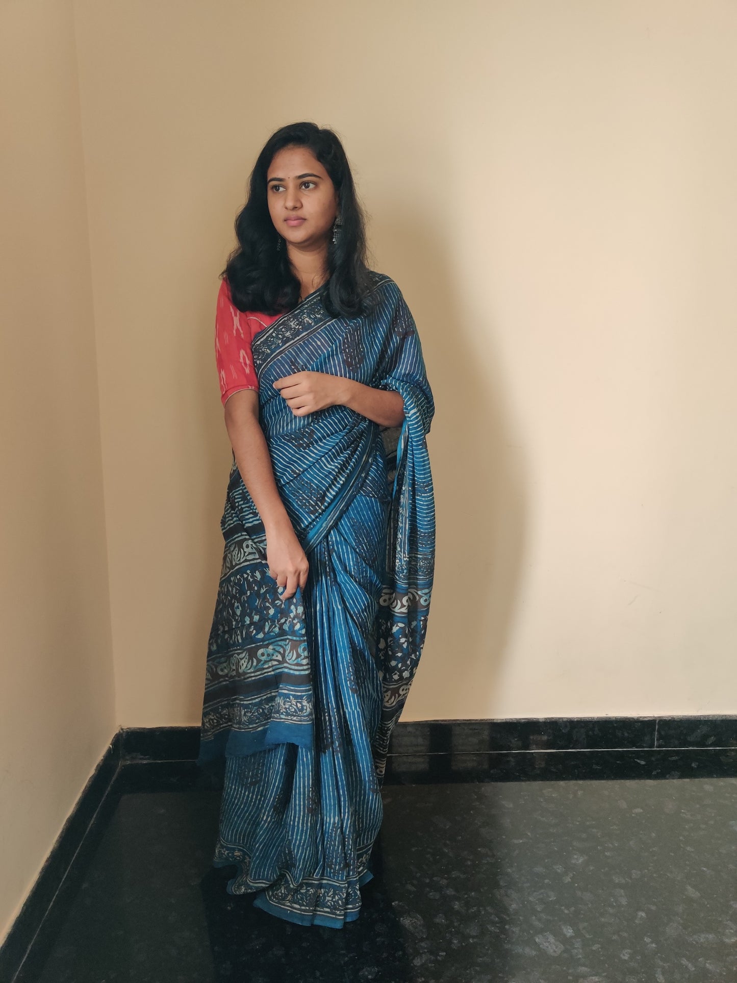 blue mulmul cotton saree