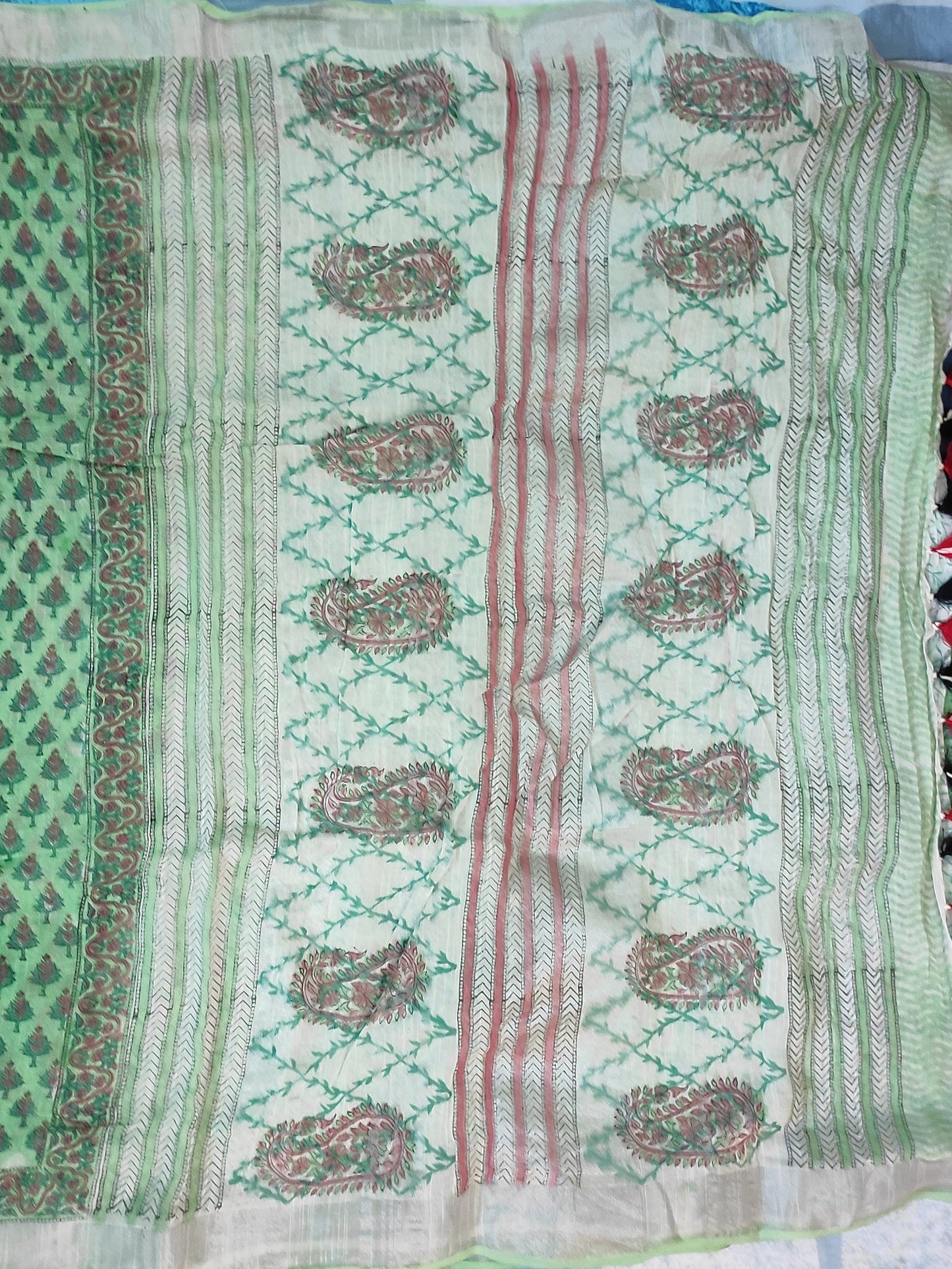 GREEN LINEN SAREE