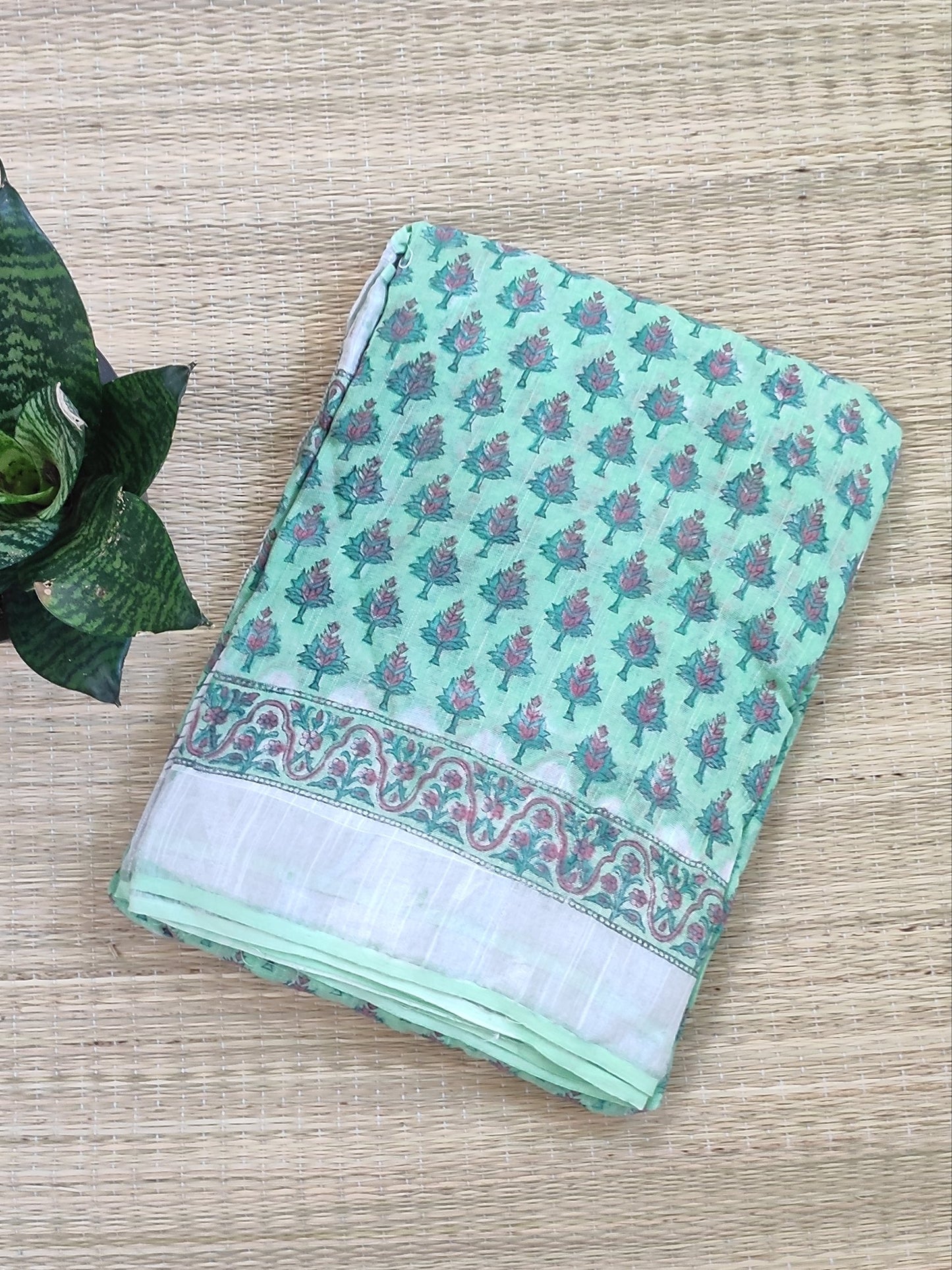 GREEN LINEN SAREE