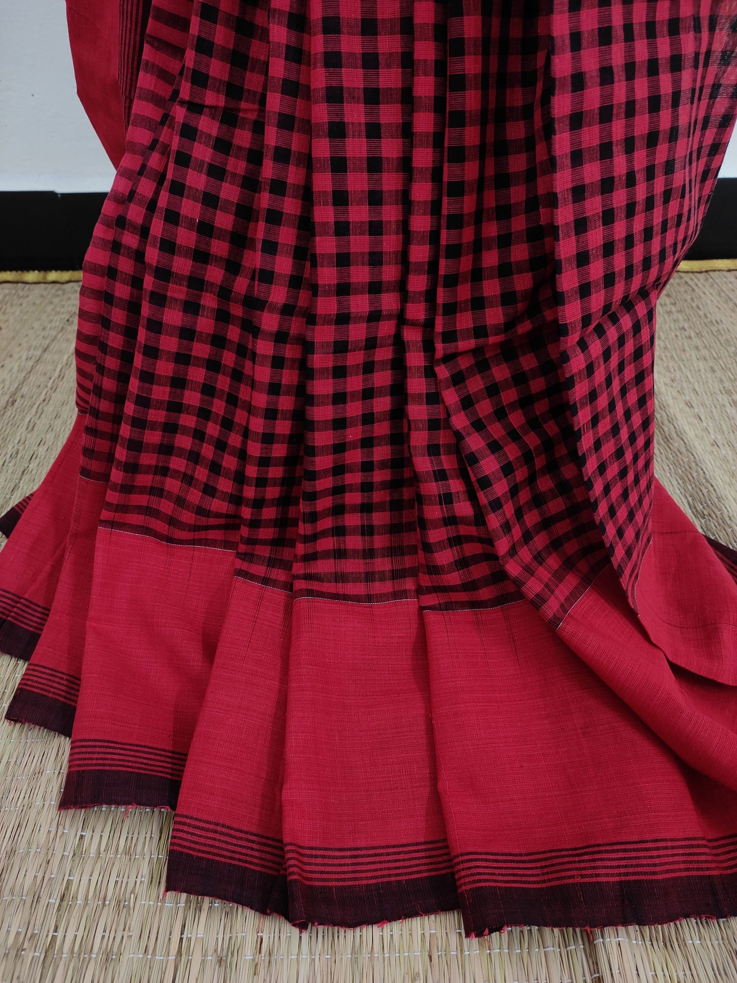 RED CHECKS JAMDANI