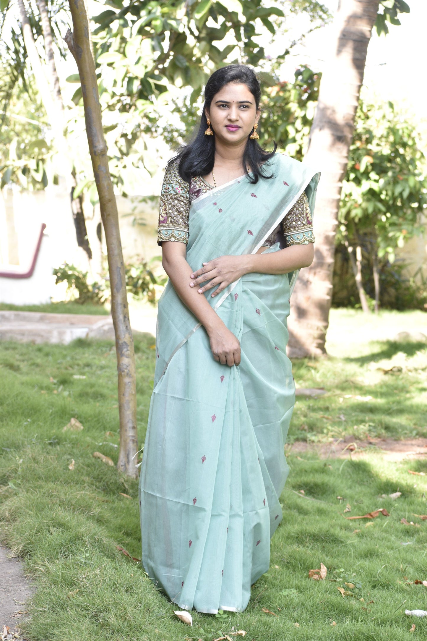 GREEN MAHESHWARI SILK COTTON