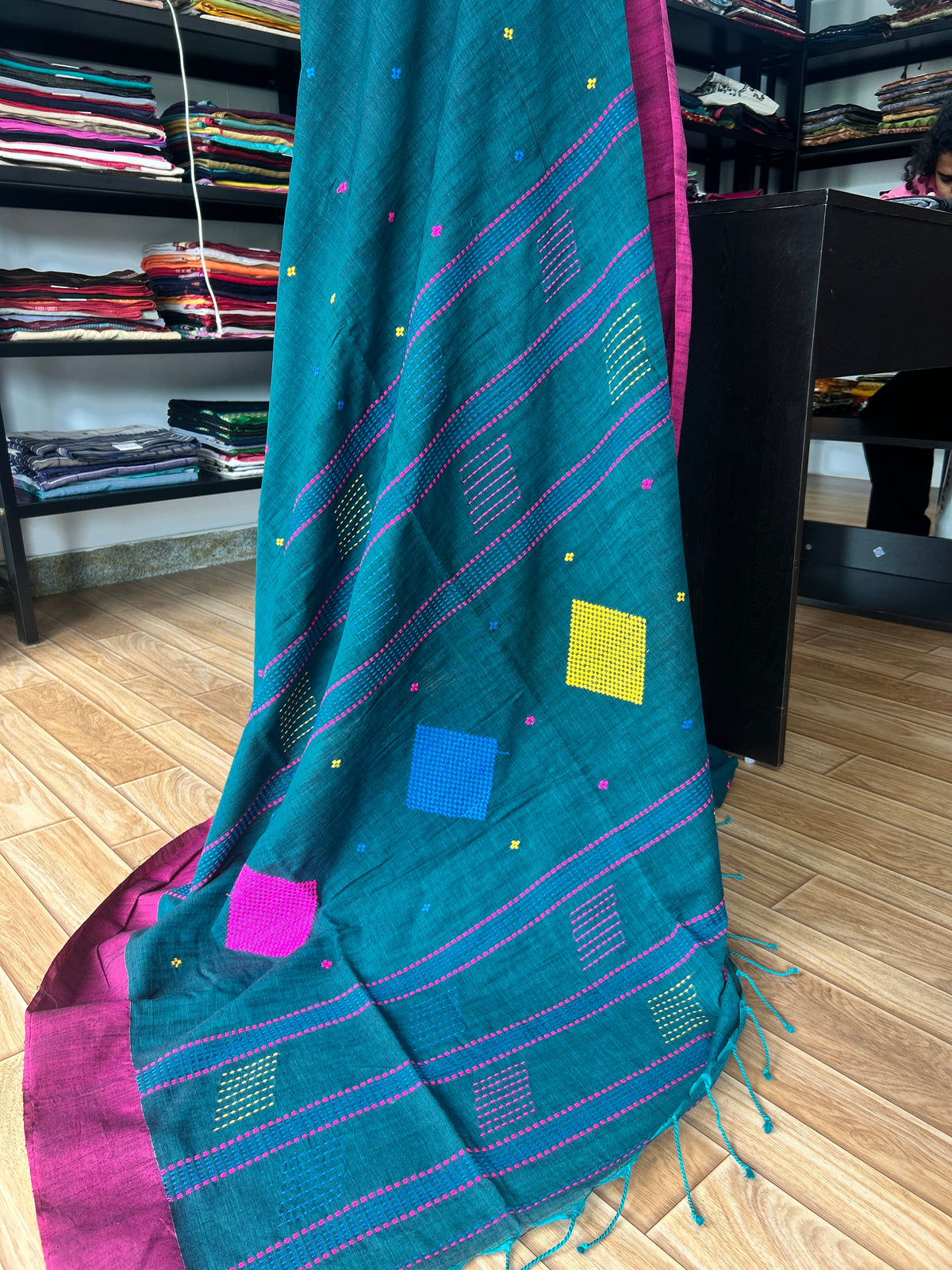 GREEN KHADI COTTON SAREE