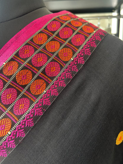BLACK MERCERISED SAREE