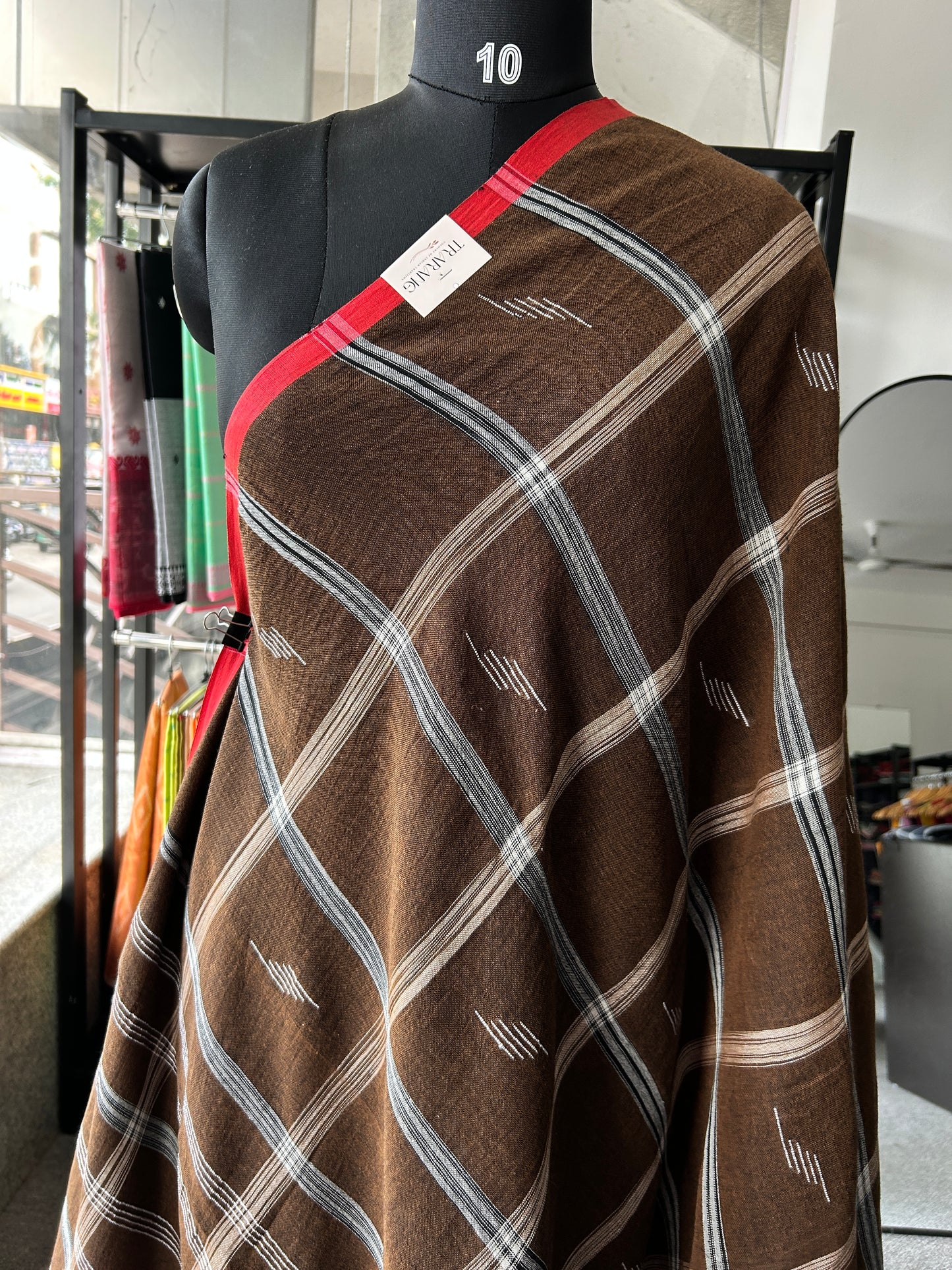 BROWN LINEN SAREE