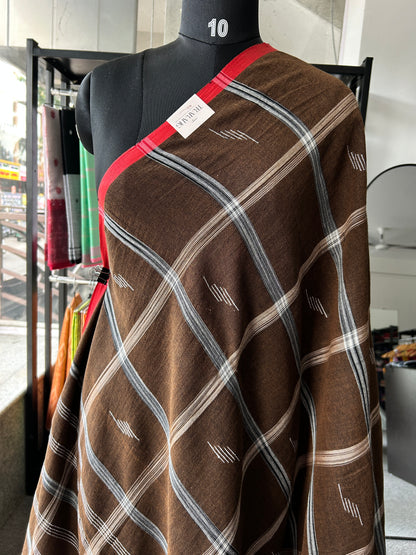 BROWN LINEN SAREE
