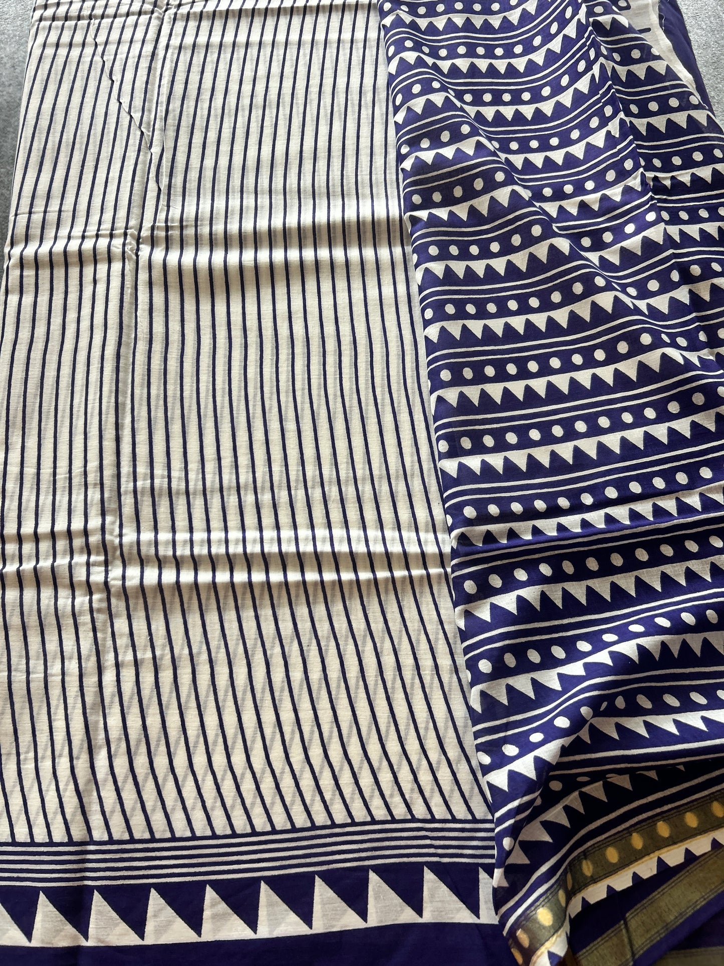 Blue chanderi mul cotton
