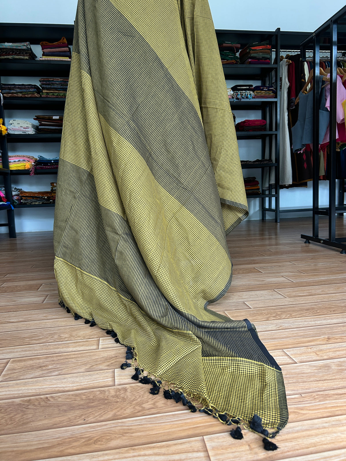 GREEN CHECKS  MUL SAREE