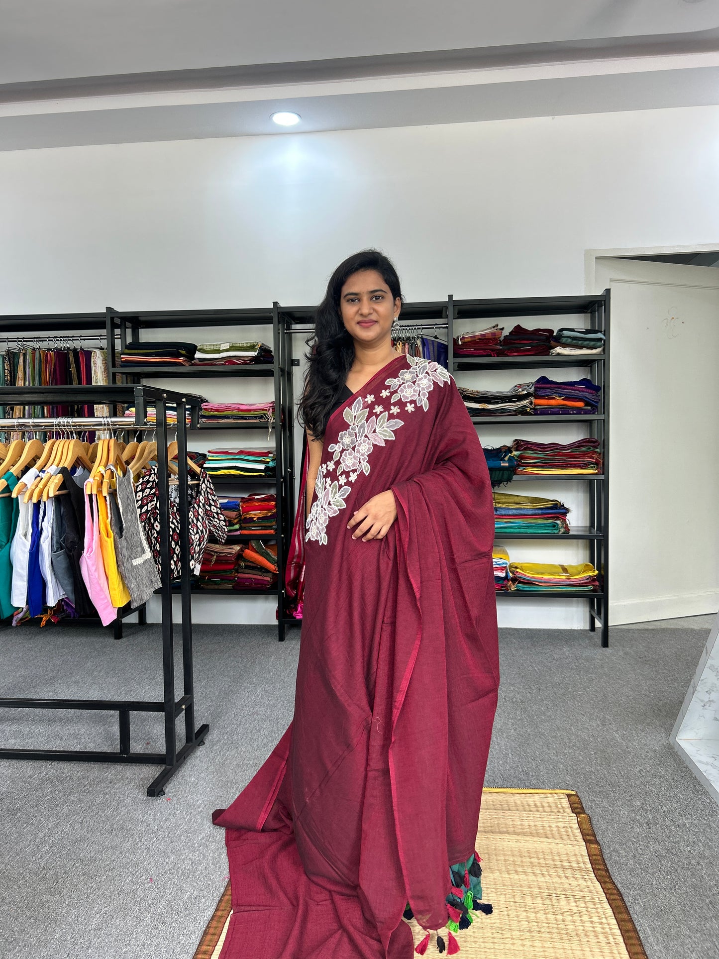 BROWN SEQUIN MUL SAREE