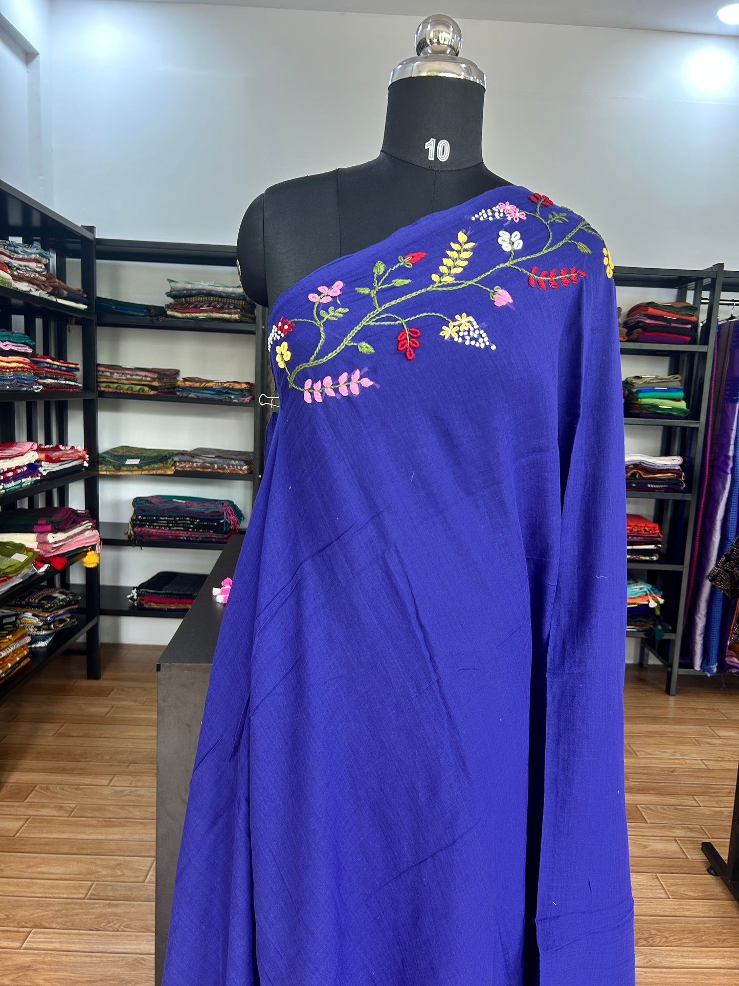 BLUE KATHA MUL SAREE
