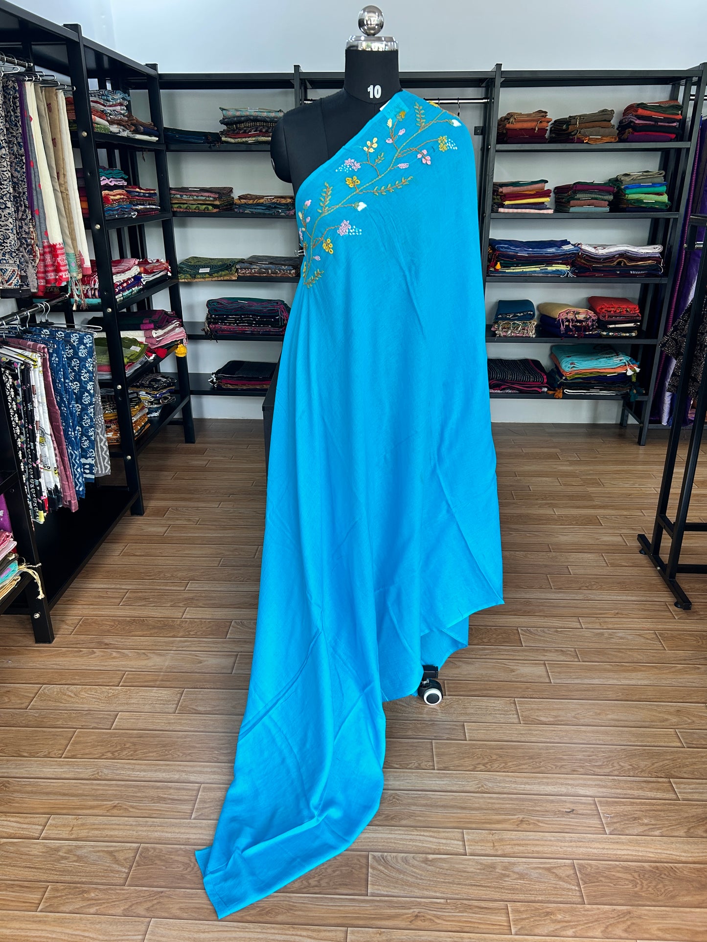 BLUE KATHA MUL SAREE