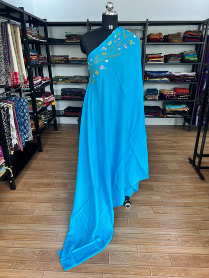 BLUE KATHA MUL SAREE