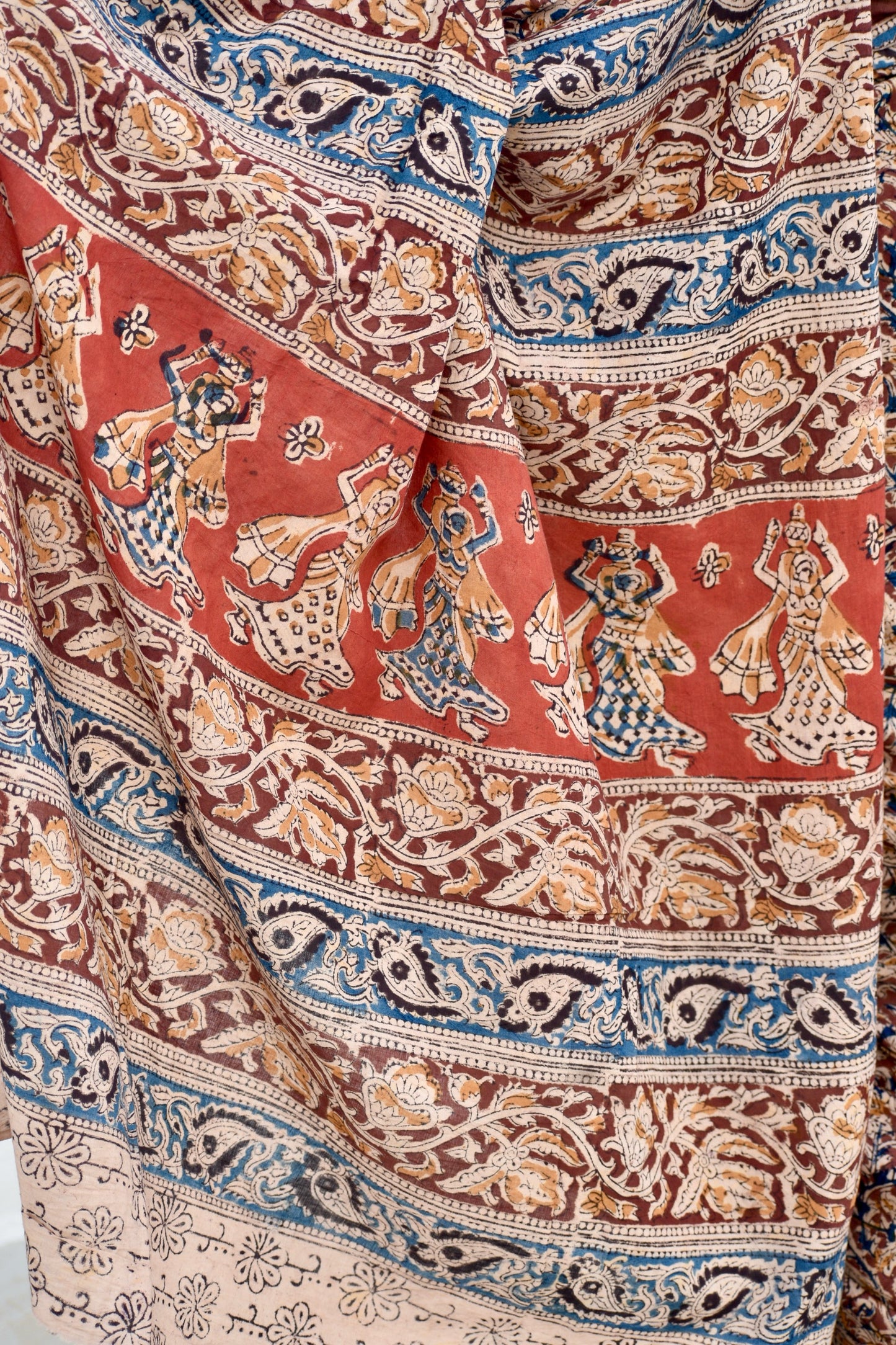 Brown kalamkari mul saree