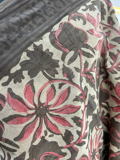 PINK AJRAKH MUL SAREE