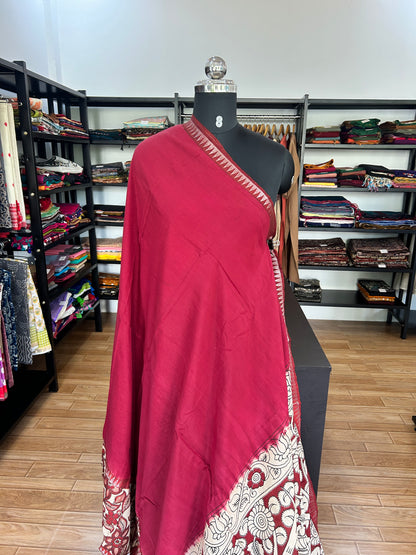 Red kalamkari saree