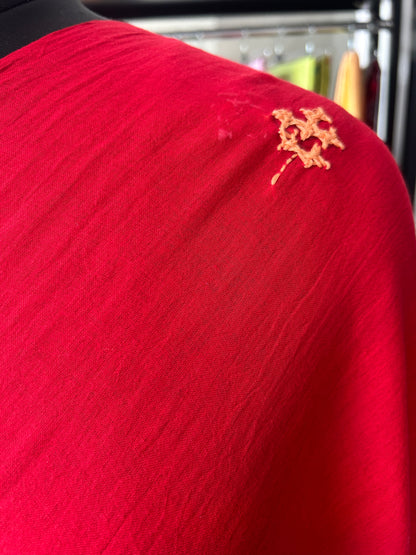 RED KATHA MUL SAREE