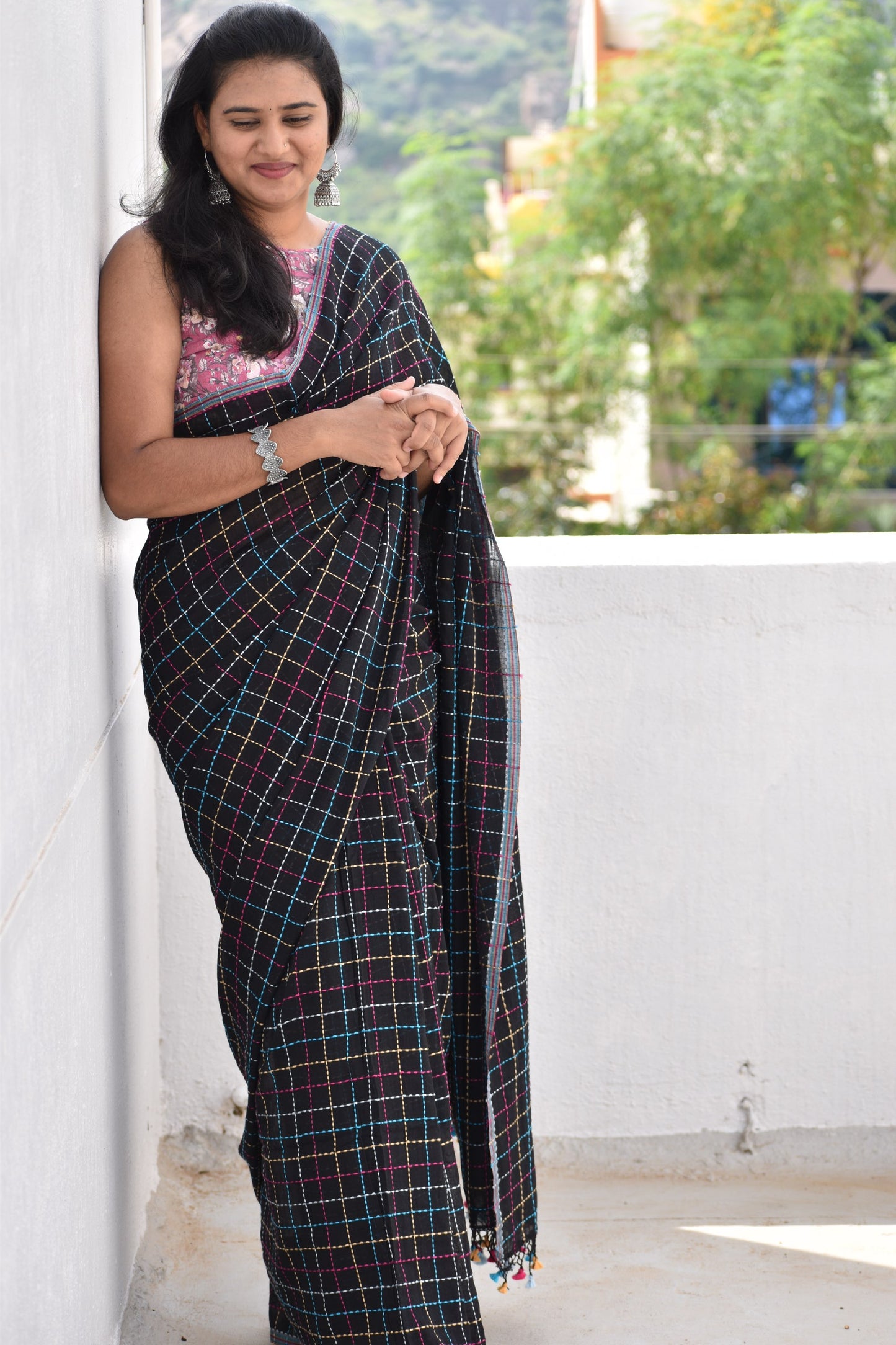 BLACK KATHA SAREE