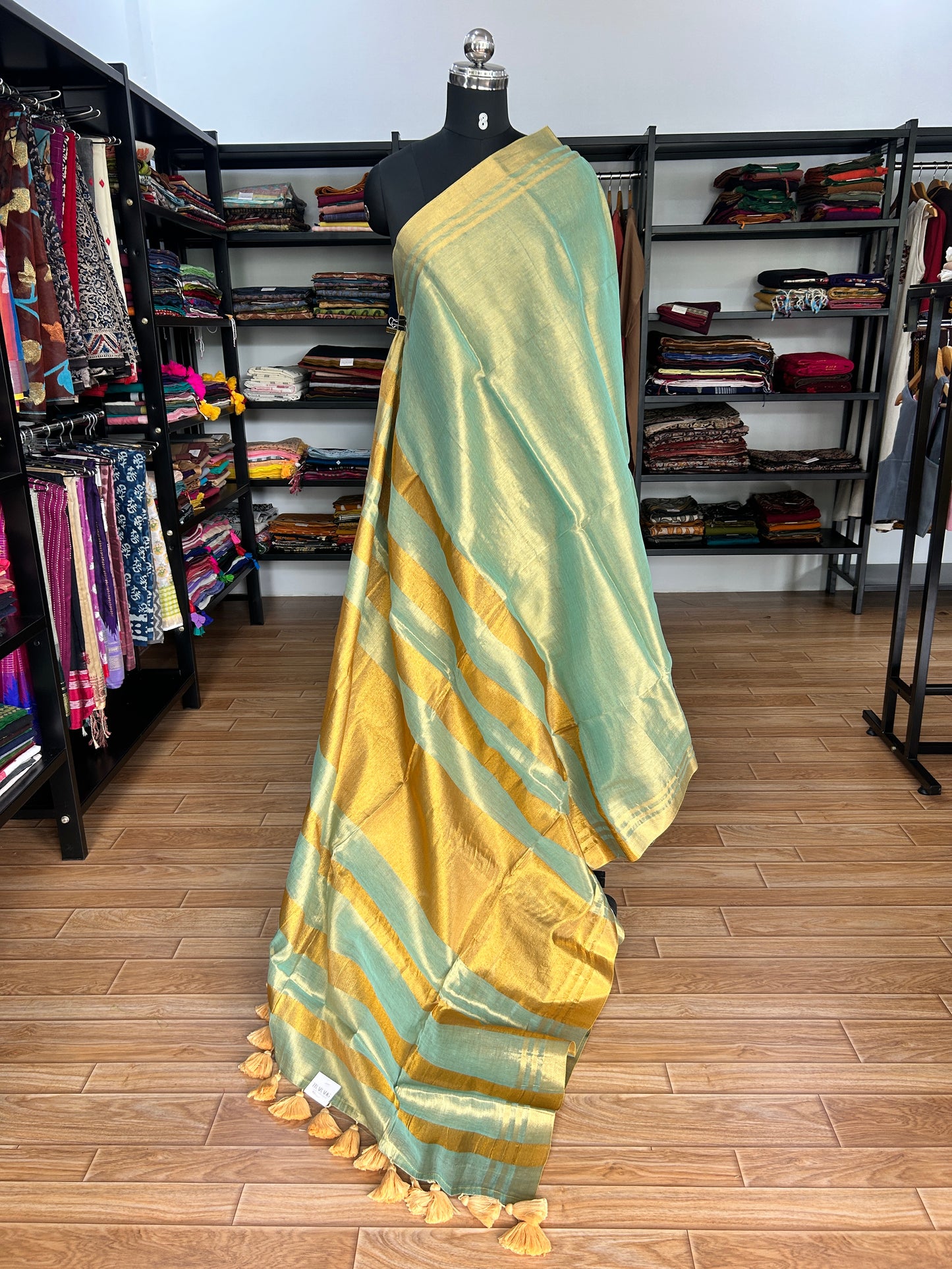 GREEN TISSUE  MUL SAREE