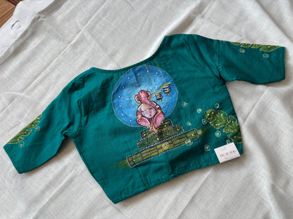 blue hand painted blouse
