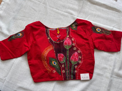 Red hand painted blouse