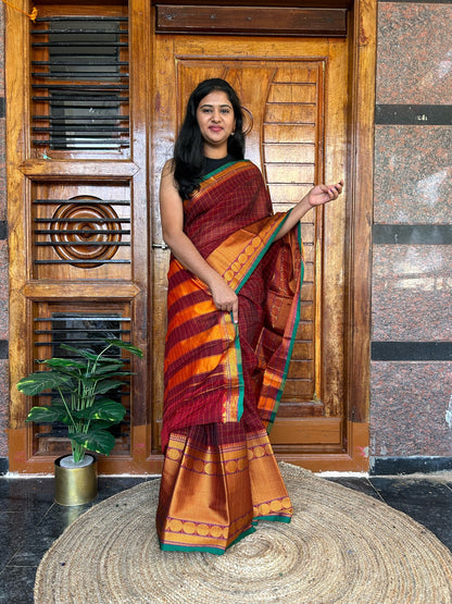 Brown Narayanpet saree.
