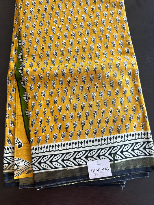 Yellow chanderi mul cotton