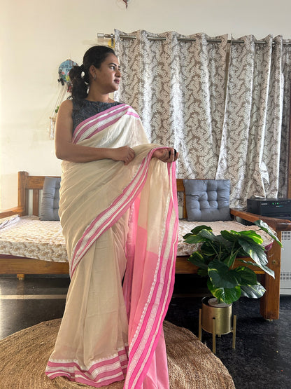 BEIGE MERCERISED SAREE