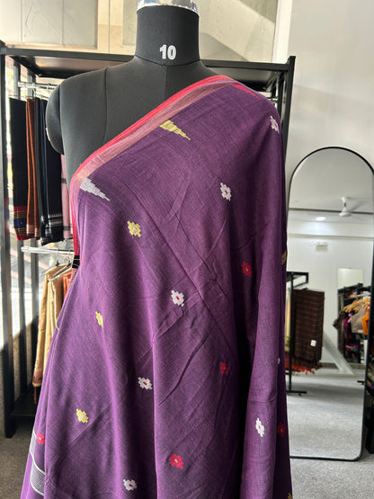PURPLE KHADI JAMDANI SAREE