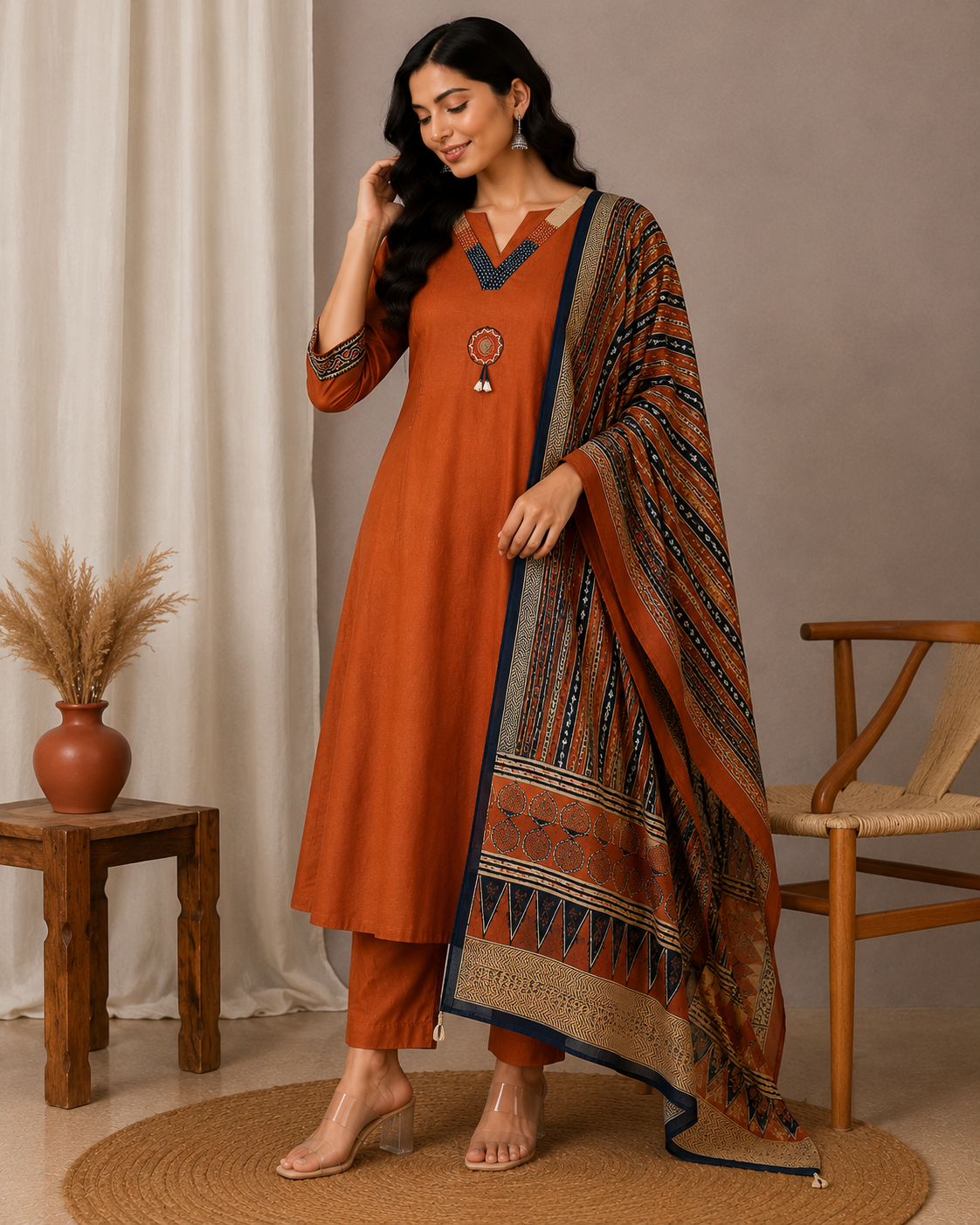 ORANGE COTTON SUIT