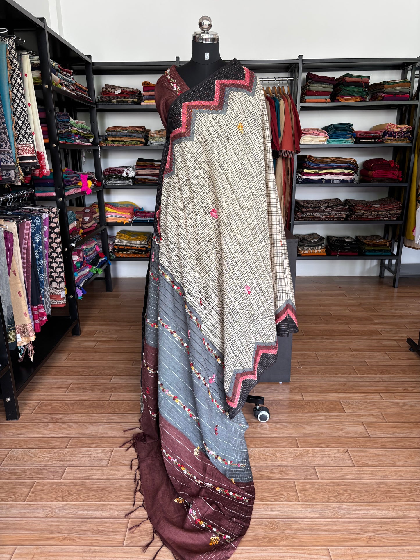 GREY  EMBROIDERED SAREE