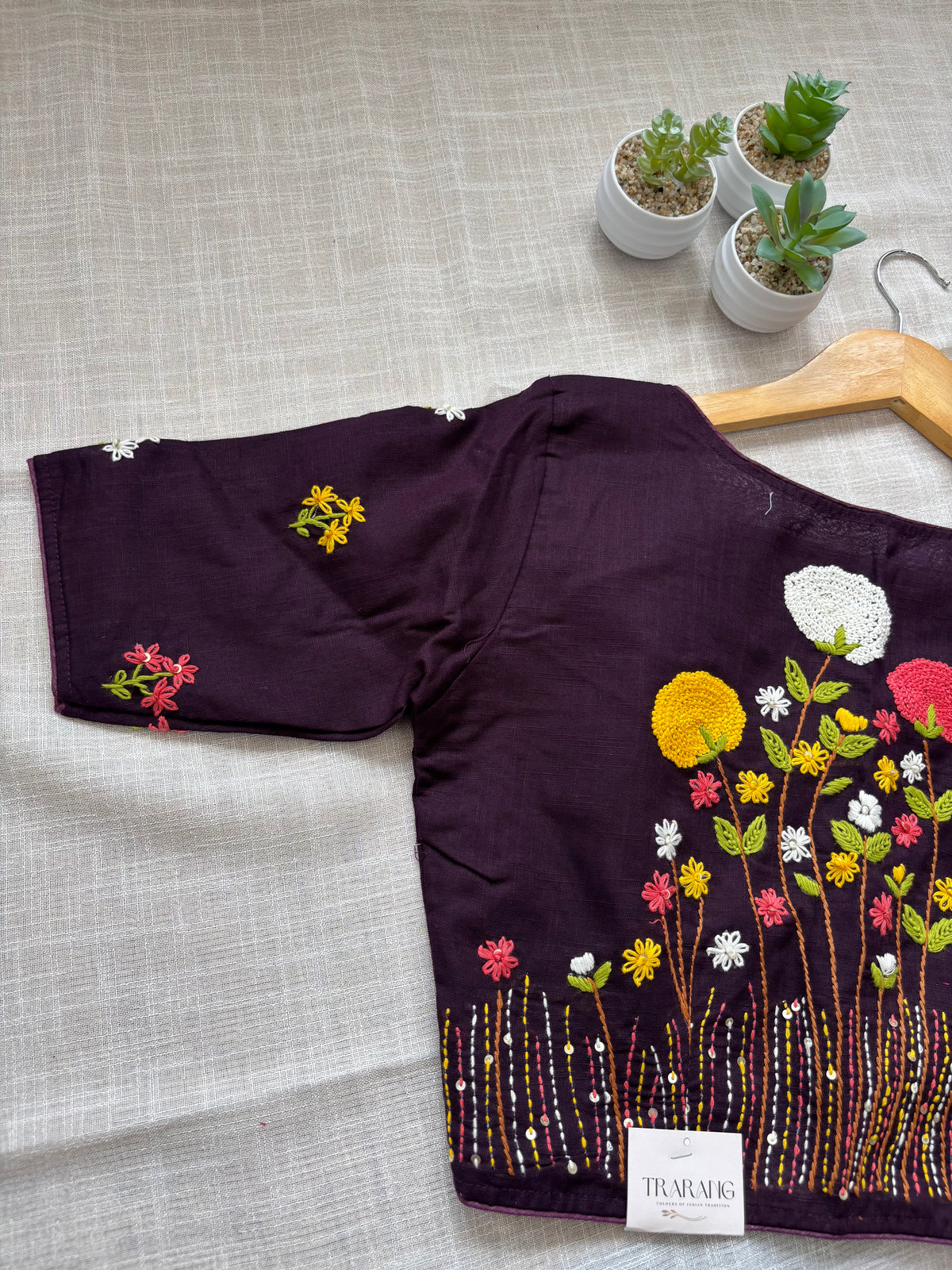 DARK PURPLE MBROIDERED  BLOUSE