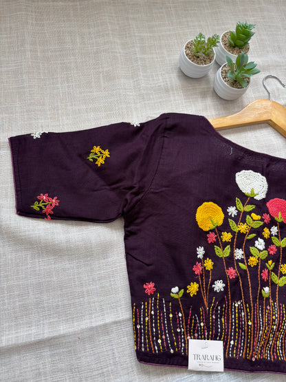 DARK PURPLE MBROIDERED  BLOUSE