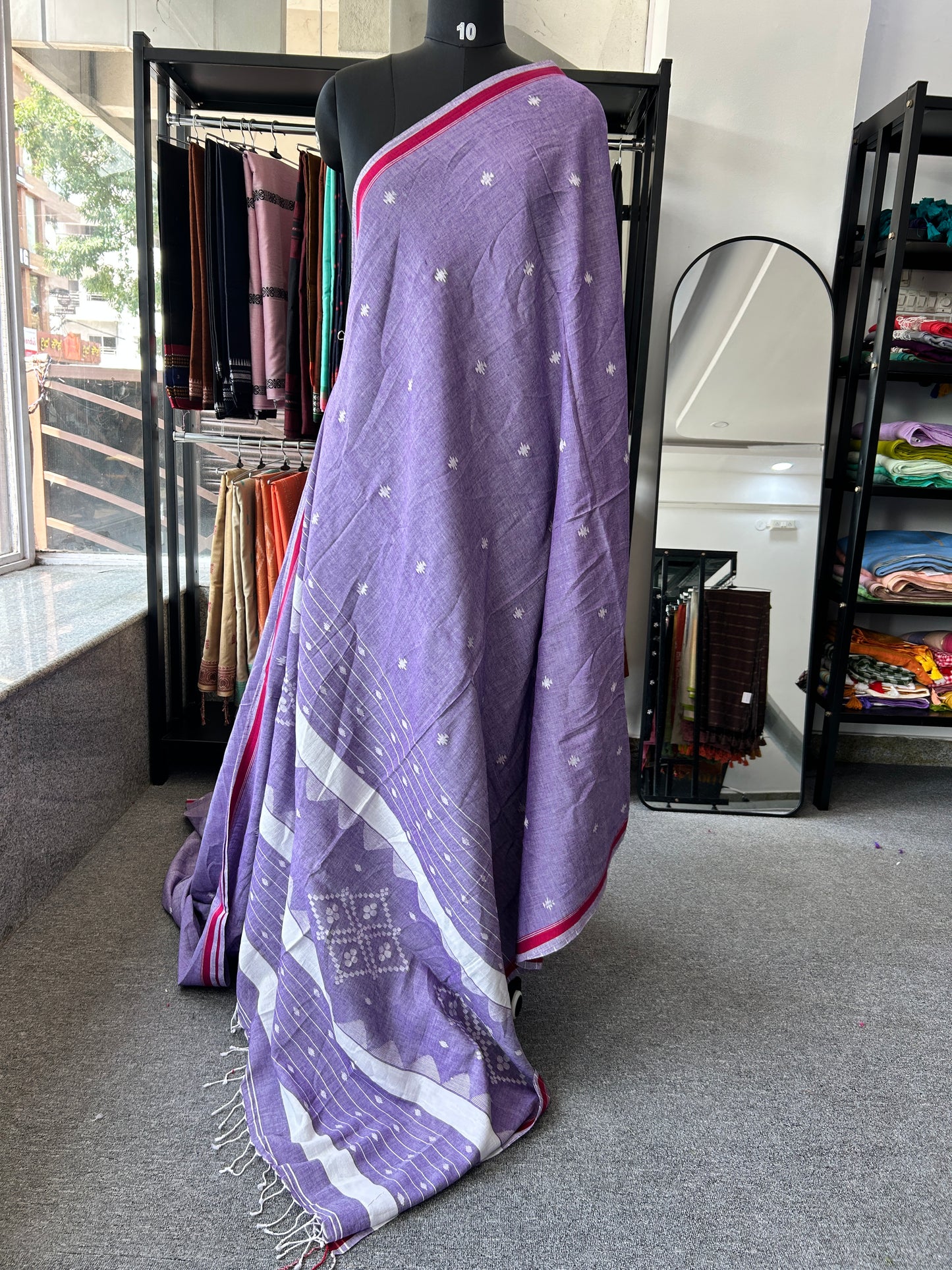 LAVENDER KHADI JAMDANI SAREE