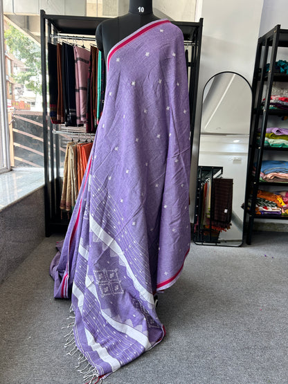 LAVENDER KHADI JAMDANI SAREE