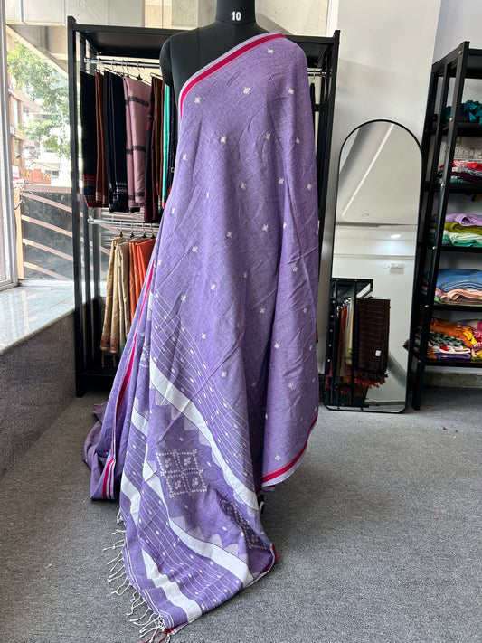 LAVENDER KHADI JAMDANI SAREE