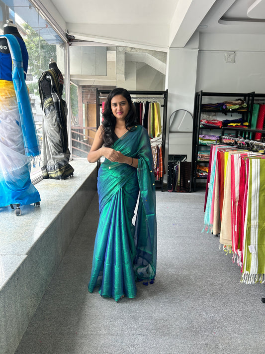 GREEN TISSUE MUL SAREE